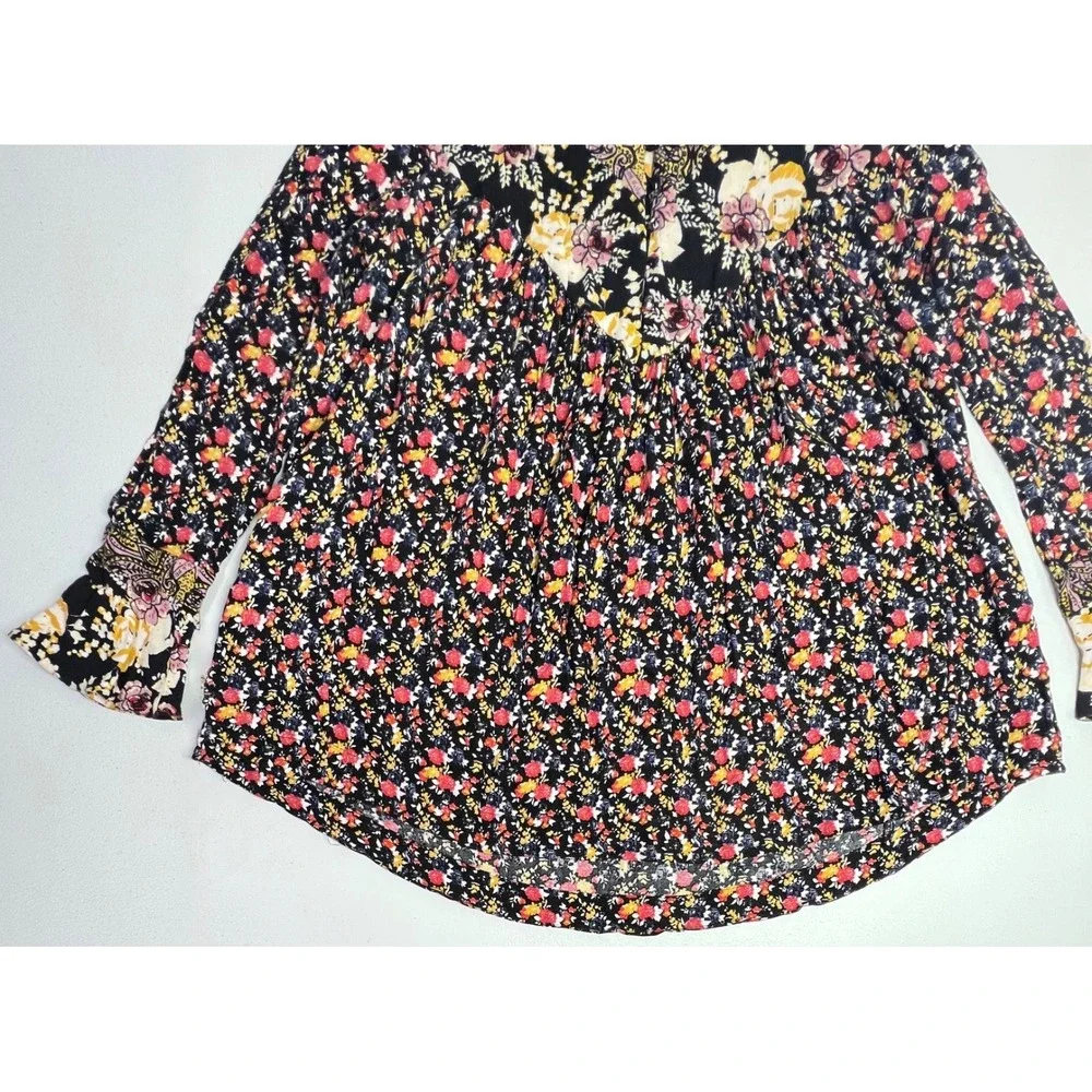 Free People Wildflower Fields Floral Tunic Blouse Womens Medium Boho